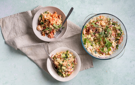 Pasta Salad with Salmon and Sun-Dried Tomato Sauce with TRATA