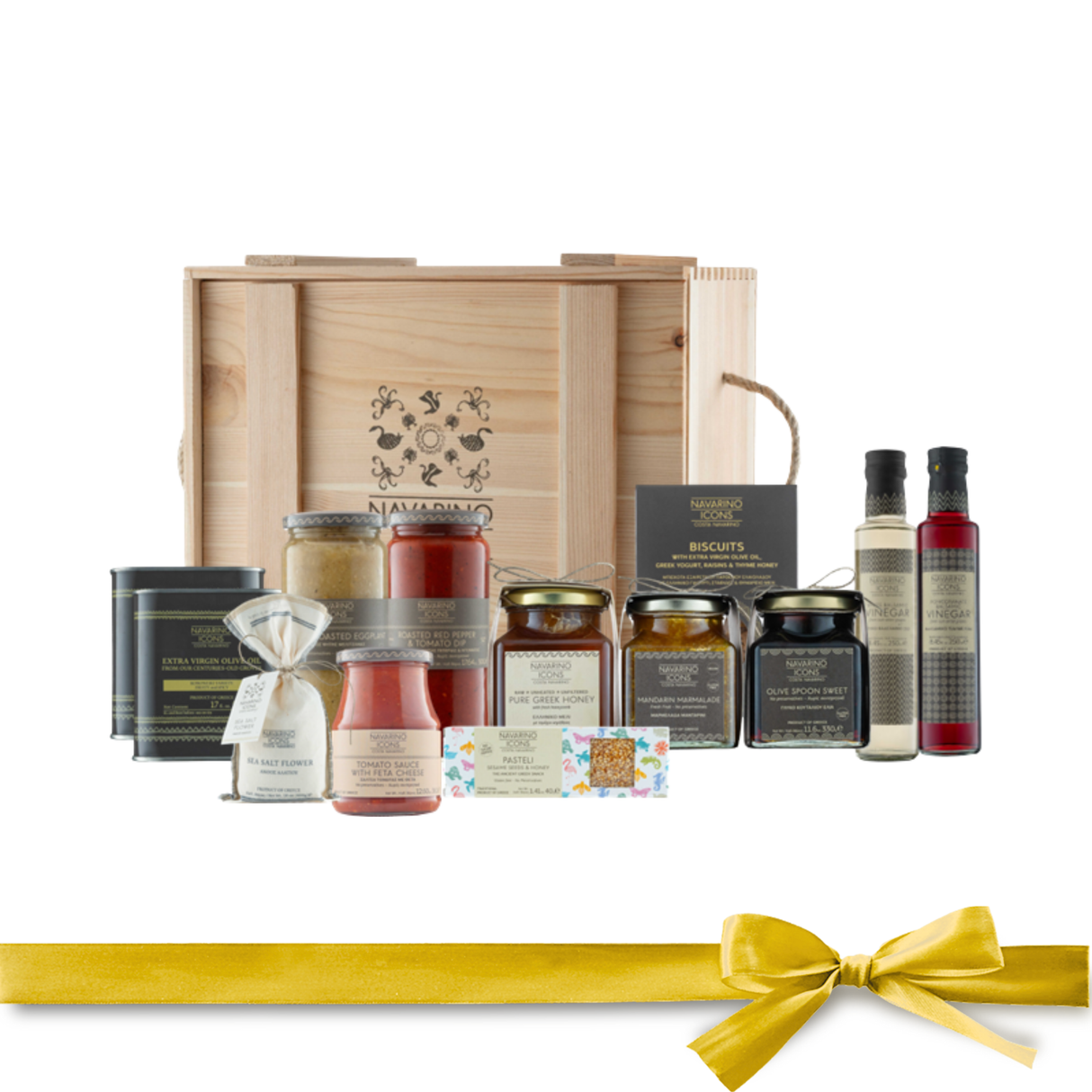 Navarino Icons Wooden Slide EVOO Box Gift Set