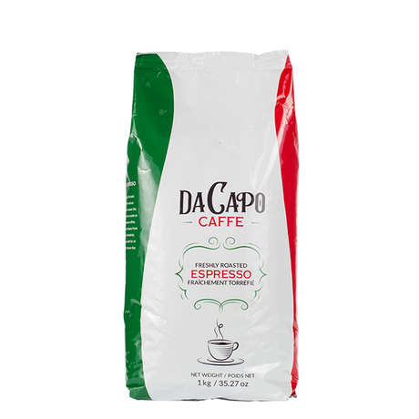 Da Capo Caffe Espresso Whole Beans, espresso beans, roasted espresso